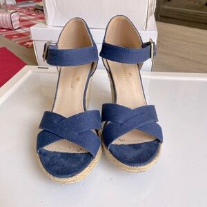 Montevideo Bay Navy Wedge Espadrille